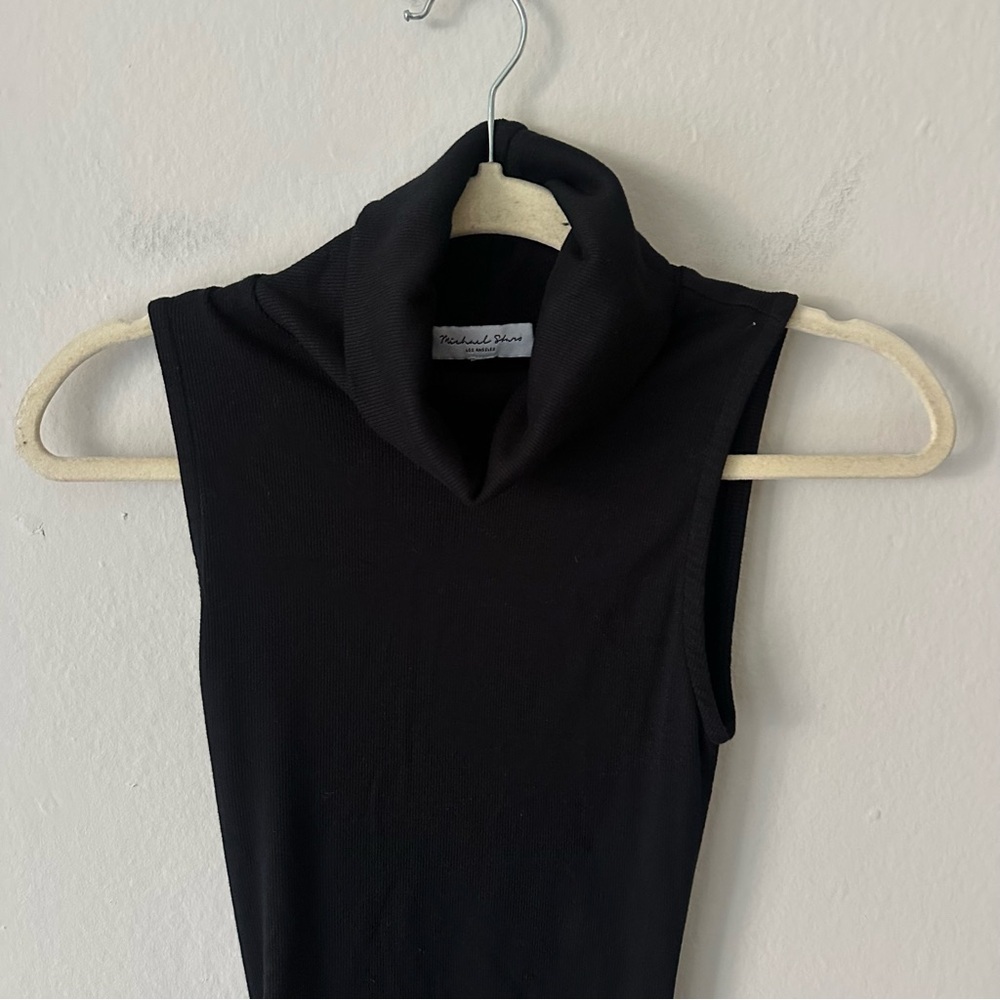 Michael Stars Macy Mock Neck Ribbed Dress XSP Date Night Minimalist LBD - Picture 8 of 14
